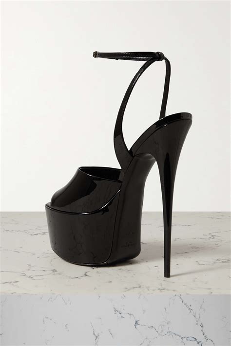 ysl kika platform sandals|Saint Laurent Black Kika Platform Sandals In Patent .